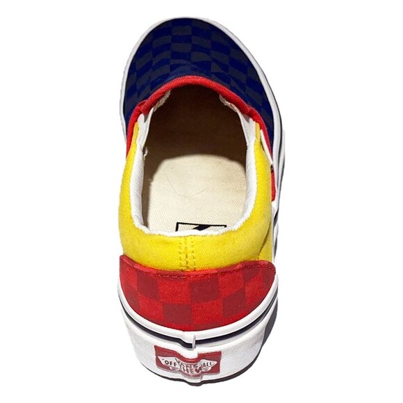 VANS Classic Slip On OTW Rally Shoes Checkerboard Blue Red Yellow Women 6.5 - Picture 6 of 7